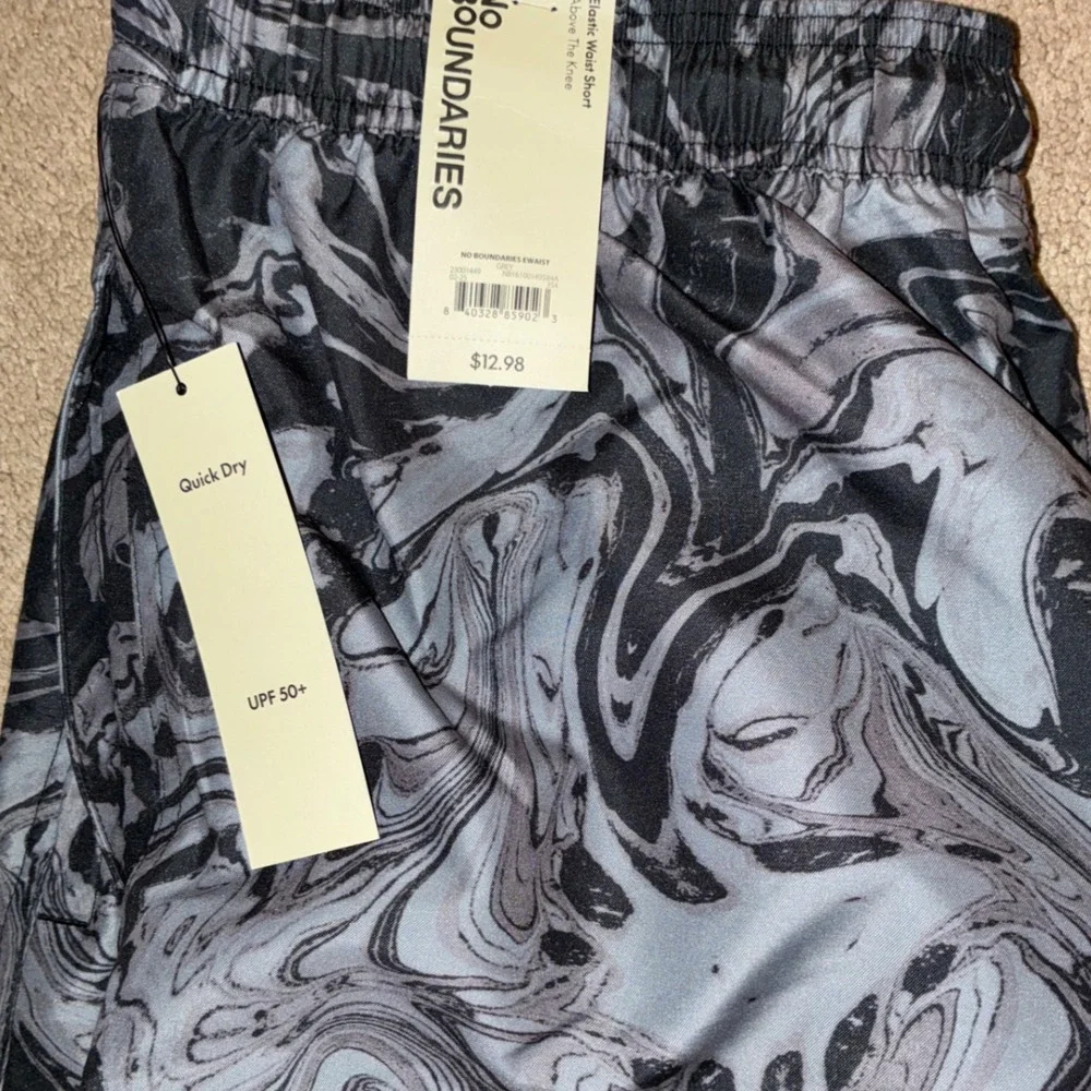 No Boundaries Swim Trunks Mens M Grey Marble Swirl Quick Dry UPF 50+ 6